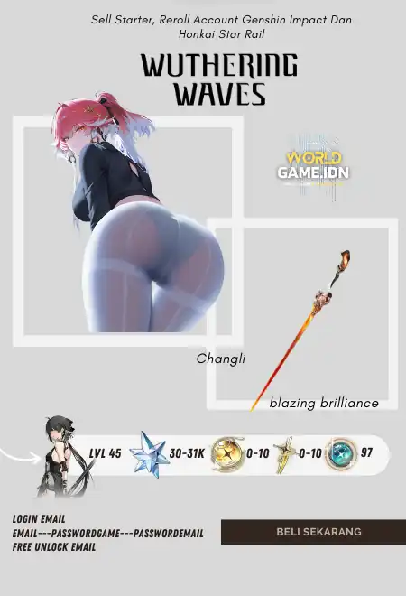 [Sea Server] Limited Reroll Changli + Weapon Blazing brilliance 30K Asterite Union Level 44